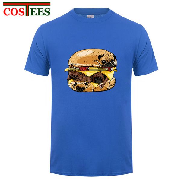 

funny pugs burger t shirt men pugs stack t-shirt camiseta mujer manga larga anime animal printed tshirt hamburger king tees
