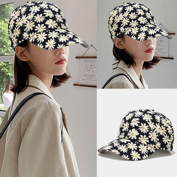 

women hat neutral pin daisy print fashion washing breathable sports peaked cap women man outdoor baseball cap hat summer 8.26, Blue;gray