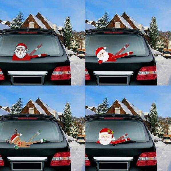 Magischer Weihnachts-Aufkleber, winkender Weihnachtsmann, Elch, Weihnachts-Neuheitsaufkleber, Rentier-Aufkleber für Auto-Heckscheibenwischer