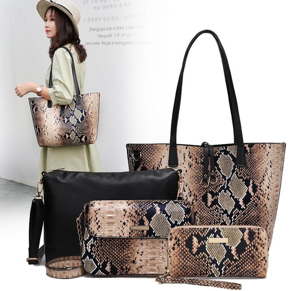 

new snake pattern female tote pu leather bag fashion simple handbag wallet
