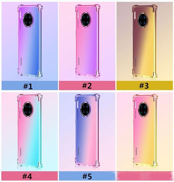 

soft tpu phone case for huawei p40 lite pro e mate 10 lite mate30 p smart z p40 airbag gradient tpu back cover