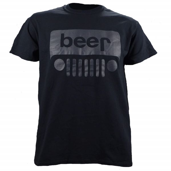 

beer grill on a black short sleeve t shirt