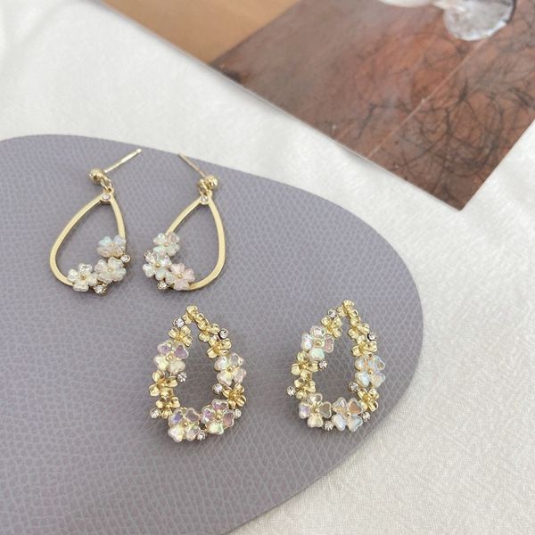 

mengjiqiao 2020 japan new elegant shell flower metal water drop dangle earrings for women students fashion pendientes jewelry, Silver