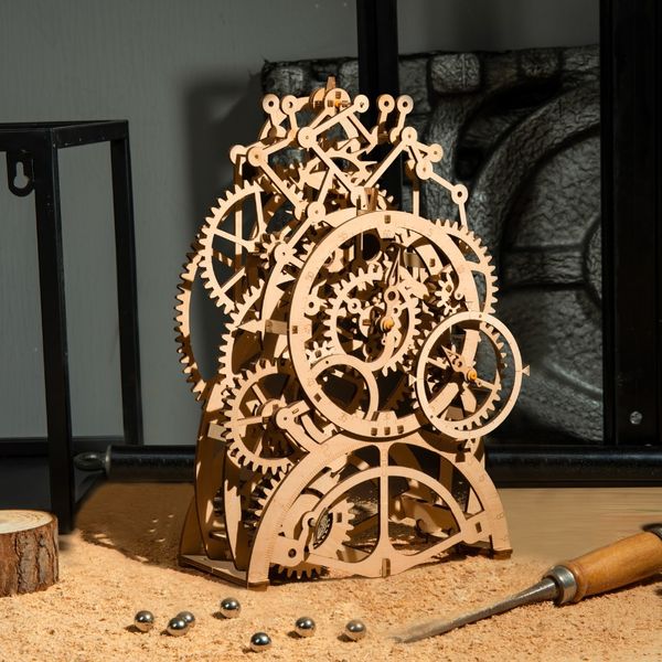 

robotime diy 3d wooden mechanical puzzle model building kits laser cutting action by clockwork gift toys for children lg/lk/am y200317