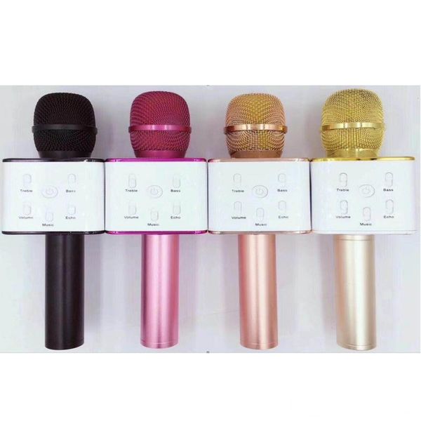 

q7 original wireless bluetooth magic karaoke microphone with speaker mic black carring case fun voice change