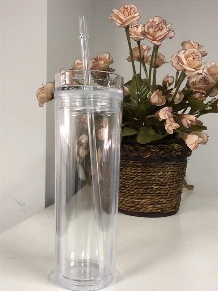 

skinny tumbler 16oz acrylic tumblers with lids and straws 16oz skinny double wall clear plastic tumblers with straw in stock a02
