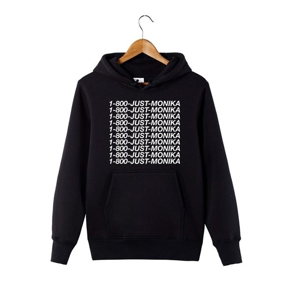 

woman 1-800-just-monika hoodie doki doki literature club sweatshirt gamer merch monika hooded pullover drop shipping good quality, Black