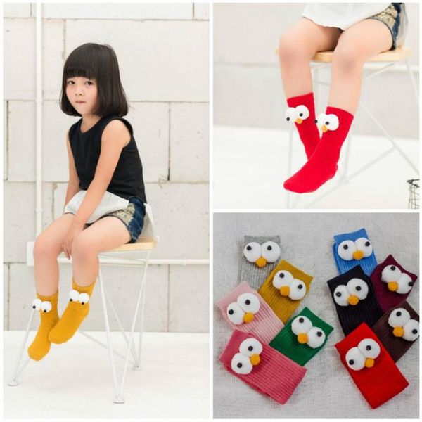 

cartoon knee height socks eyes for girls boys cotton christmas sock warm long kids toddler kids socks knee high legwarm, Pink;yellow