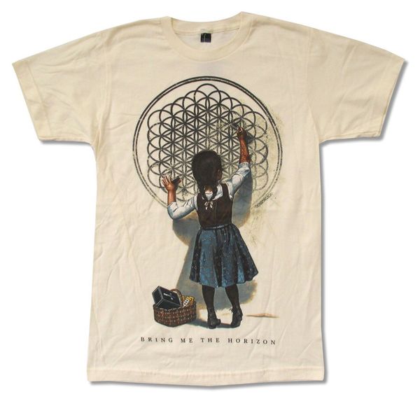 

bring me the horizon school girl image cream t shirt new bmth graphic tee shirt