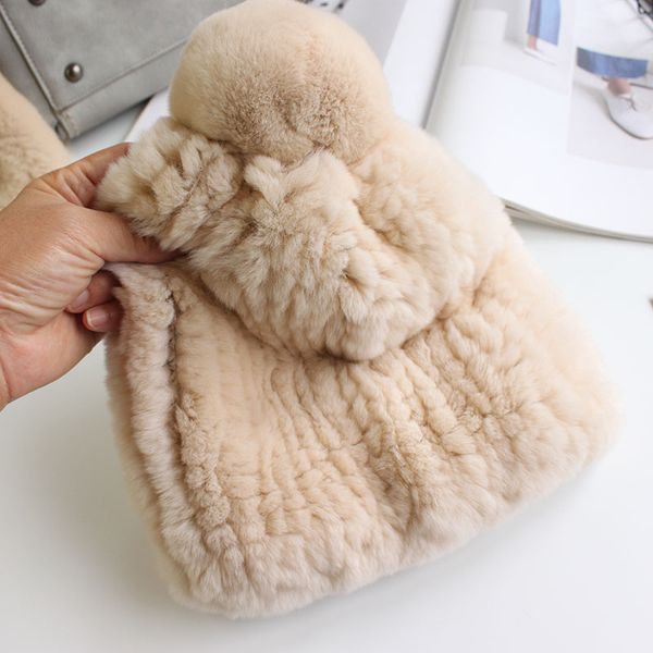 

beanie/skull caps 2021 100% real rex fur knitted cap, hat natural no.be1833, Blue;gray
