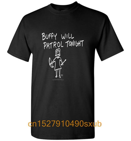

trendy creative graphic t-shirt buffy will patrol tonight men t-shirt