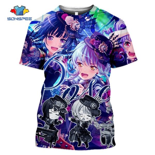 

anime cute girl bang dream 3d summer 3d print shirts hippie funny comics men clothing