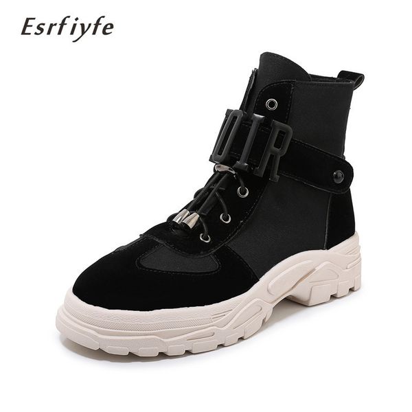 

esrfiyfe 2020 new autumn winter women ankle boots winter warm snow boots wedge heels platform shoes woman casual short shoes, Black
