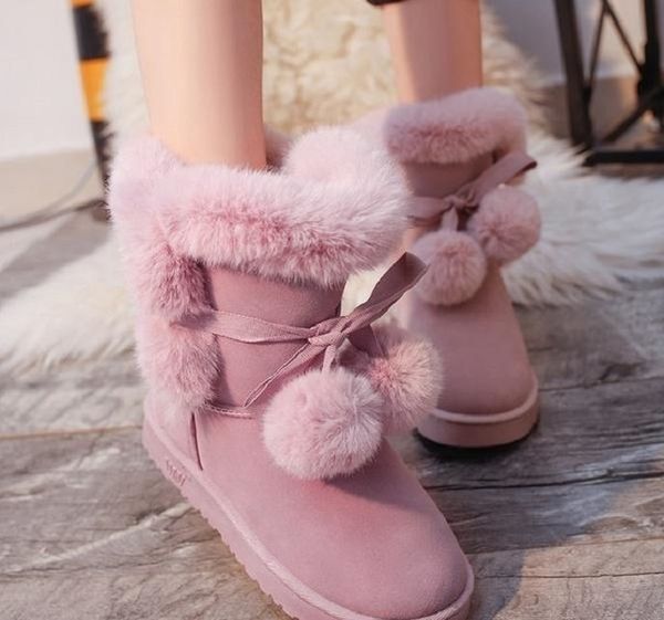 

new women winter snow boots fur wool shoes super warm plush boots, Black