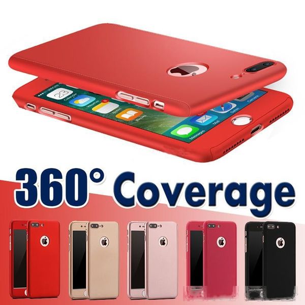 

360 degree full coverage protection with tempered glass hard pc cover case for iphone xs max x 8 plus 6s plus 5s se