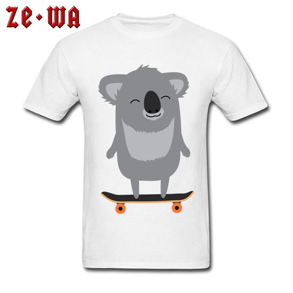 

ingenious cute koala skateboarding interesting t-shirt for boyfriend natural cotton clothes love day white loose regular tees