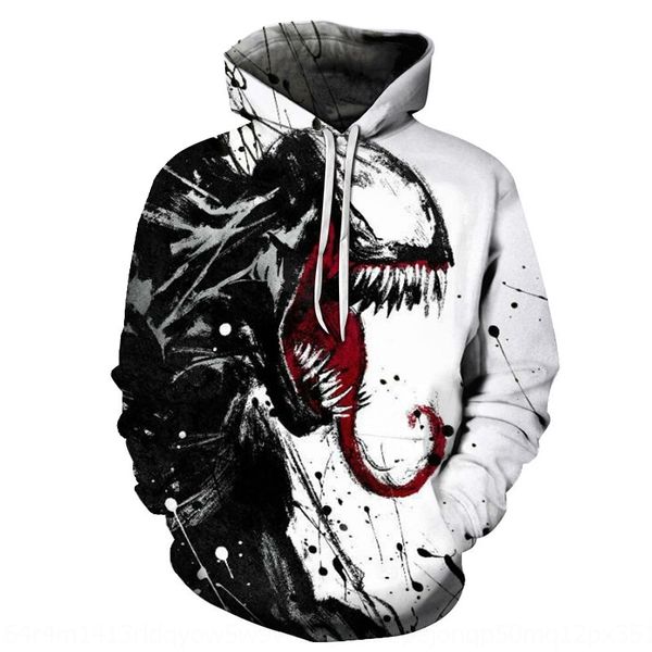 

3d digital printing movie venom pattern with hat women cap sweater sweater for men and women zuage, Black
