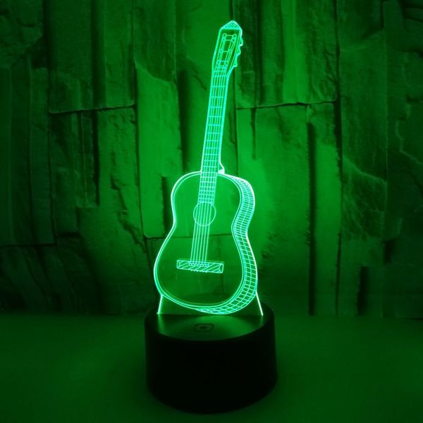 

3D Led Night Lights Touch and Remote Control Light Atmosphere Visual Light Seven-color Illusion 3D Guitar Table Lamp Party Christmas Gift