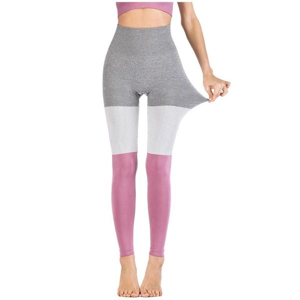 

yoga outfits fashion womens elastic splice high waist leggings tight sports casual pants summer full length striped 2021, White;red