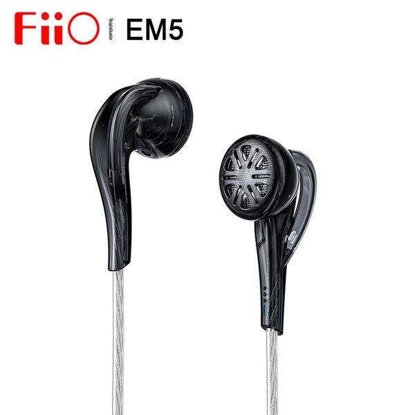 

fiio em5 beryllium-coated dynamic driver flat-head earphone earbuds 2.5mm/3.5mm/4.4mm twist-lock swappable plug bass-enhancing