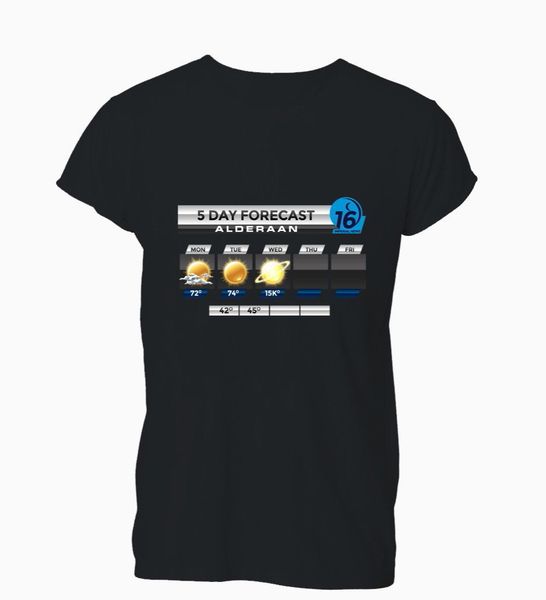 

2019 fashion summer t-shirt 5 day forecase alderaan t-shirt tshirt mens womens tee shirt