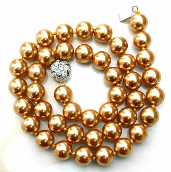 

новый charmming 10мм golden south sea оболочки жемчужное ожерелье 18, Silver