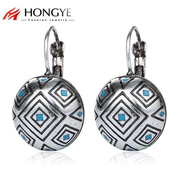 

stud vintage bohemian carving earrings fashion jewelry for women pendientes mujer moda, Golden;silver