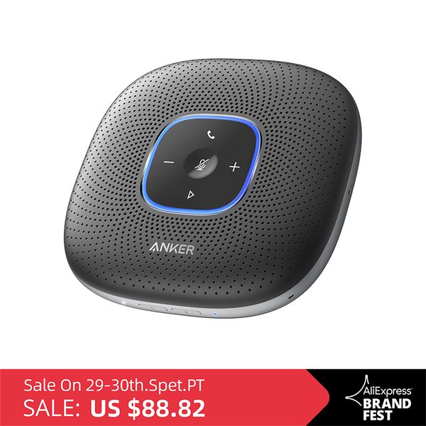 

anker powerconf bluetooth speakerphone conference speaker with 6 microphones, enhanced voice pickup, 24h call time
