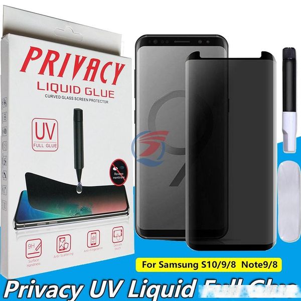 

privacy uv nano liquid full glue 3d curved tempered glass phone screen protector for samsung galaxy s20 ultra s10 s9 s8 plus note8 note9