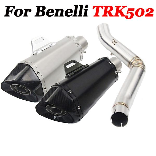 

full system motorcycle exhaust middle link pipe eliminator enhanced stainless modified escape moto slip on for benelli trk 502