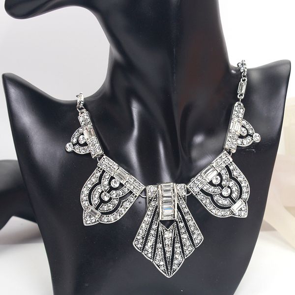 

beurself античная себе ожерелье год сбора винограда ретро tribal античная цвет этнический кристалл rhinestone ожерелье для женщин, Silver