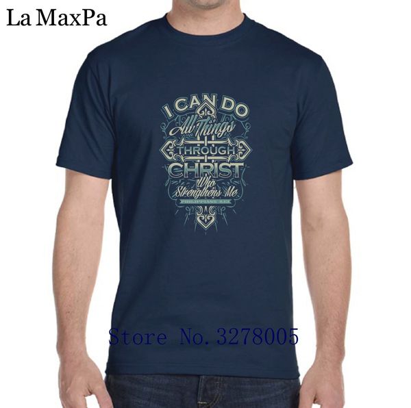 

la maxza печатного мужская футболка basic твердого христианское я могу сделать все через христос ти tshirt letters 100% хлопок лето