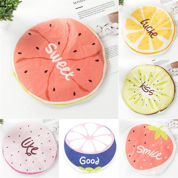 

26.5cm cute fruit pattern waterproof shower cap resuable lace elastic band bath hair caps head cover for kitchen bathroom