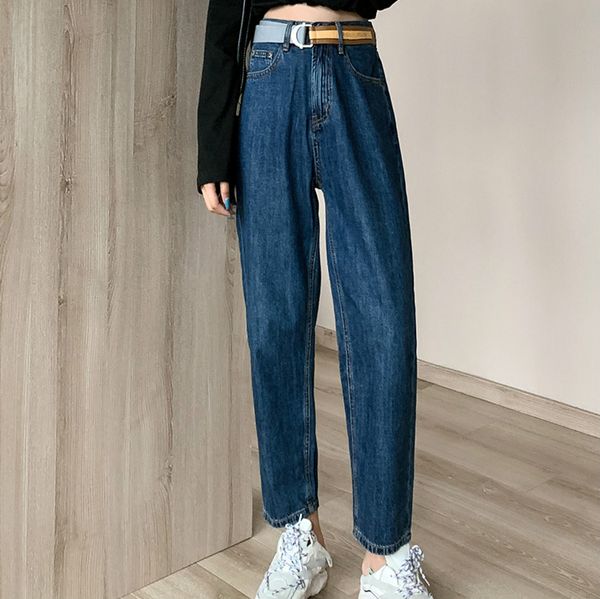 

women's jeans plus size high waisted wide leg harlan dark for women, Blue