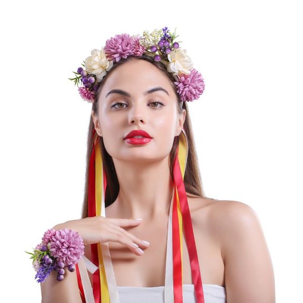 

halloween rose flower crown wrist band set festival wedding garland headband