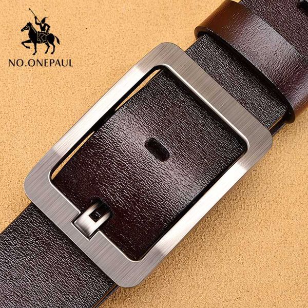 

no.onepaul genuine leather men belt fashion leather belts men belts for square retro pin buckle, Black;brown