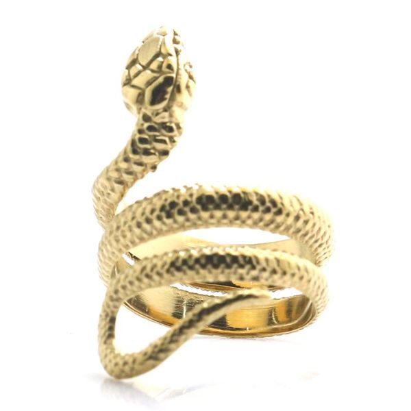 

316l stainless steel cool gold color classic snake ring newest, Golden;silver