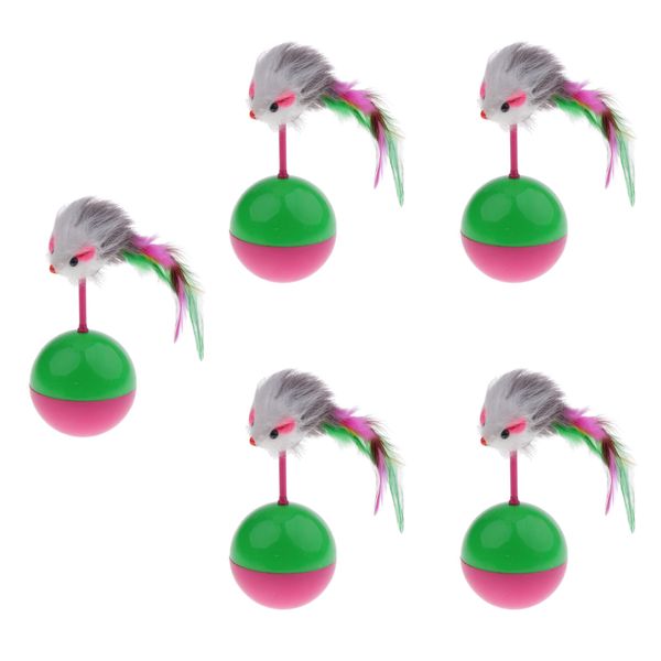 

5pc/pack mouse shape roly-poly feather tumbler funny cat toy cat supplies