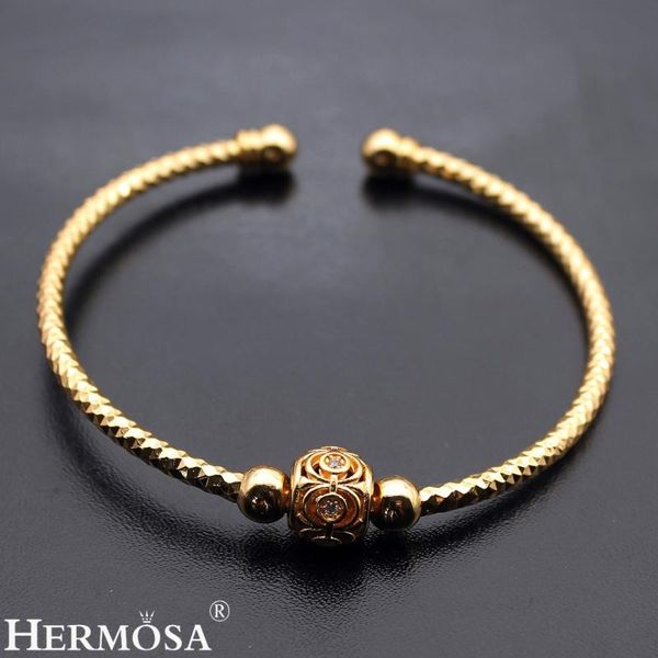 

hermosa lucky girls gift yellow gold adjustable 7.5-9 inches open bracelet perfect party show jewelry, Black