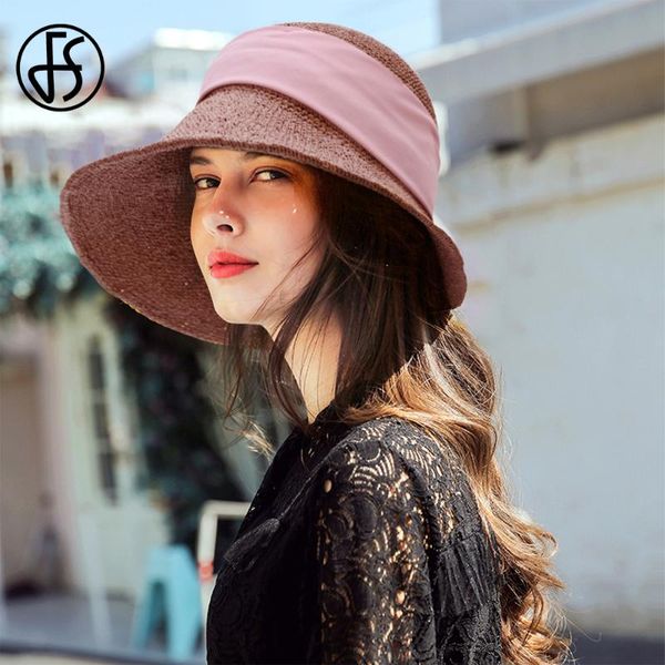 

fs elegant summer beach hats with big bow for women foldable wide brim straw hat ladies round cap sun protection panama hat 2020, Blue;gray