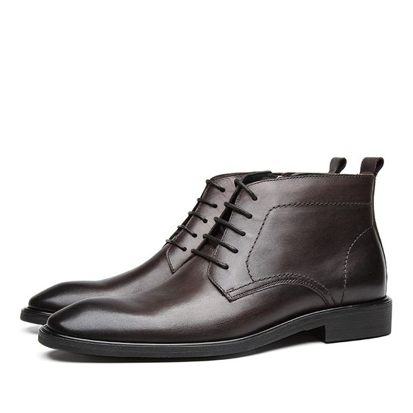 

fashion black / brown pointed toe mens dress boots genuine leather boots man ankle