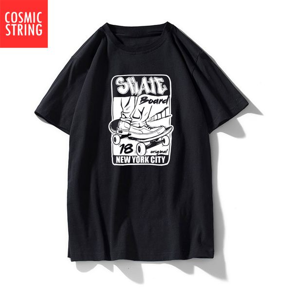 

cosmic string 100% cotton soft fabric men t shrit casual short sleeve skate men tshirt cool loose t-shirt tees