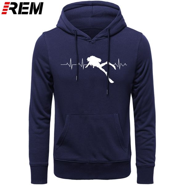 

rem scuba dive heart beat gift for diver long sleeves soft mens pure cotton hoodies, sweatshirts