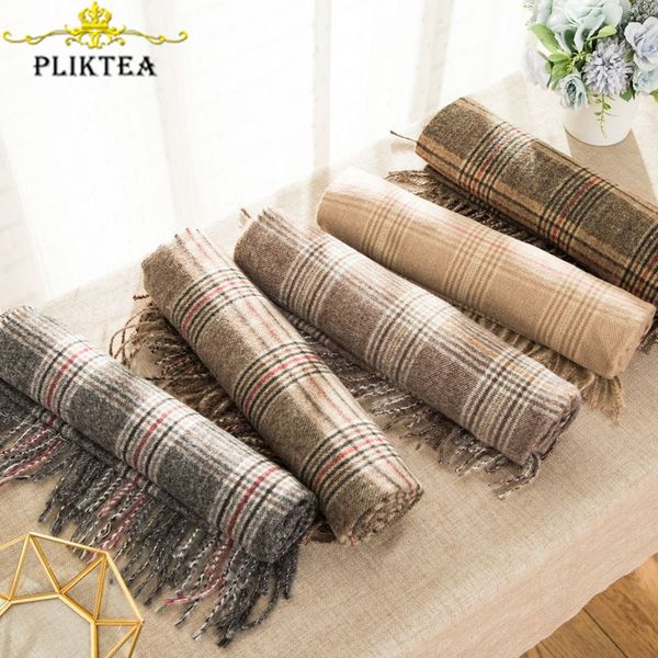

pliktea autumn winter men & women merino wool plaid scarf warm poncho female cashmere stole women shawl lady fashion, Blue;gray