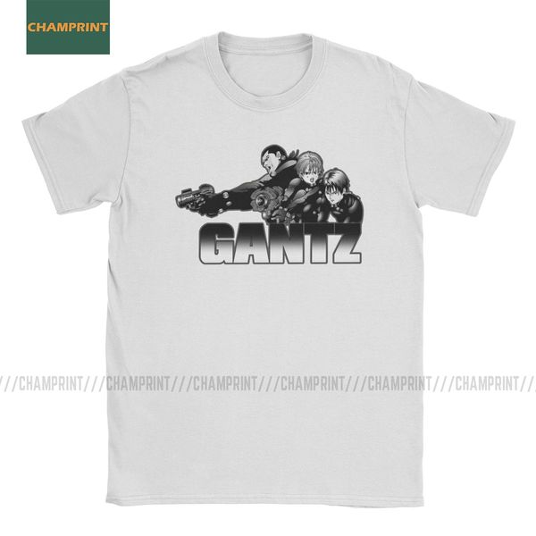 

unique gantz t-shirts men pure cotton t shirts kei kurono kato masaru reika gun anime japan manga short sleeve tee shirt