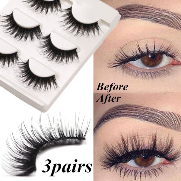 

false eyelashes 3 pairs/set mink 3d lashes thick handmade full strip