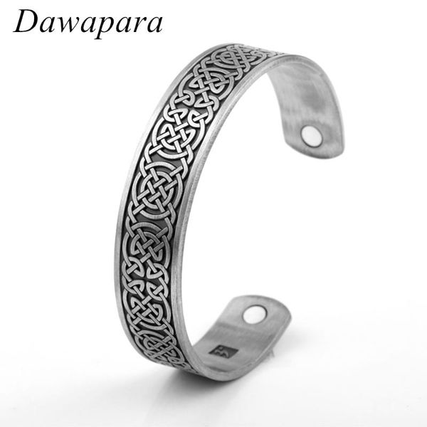 

dawapara viking slavic vintage engrave luck celtic knots health magnetic cuff bangles & bracelets jewelry for gifts, Black