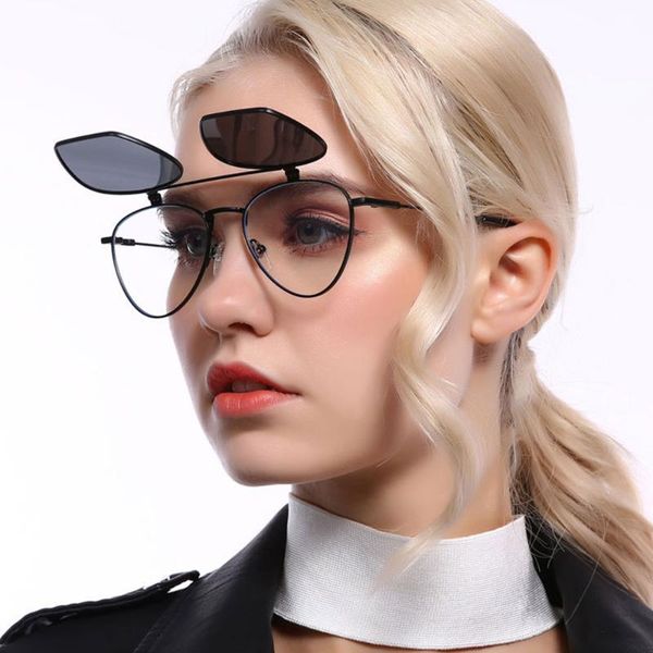 

classic women sunglasses men polarized sun glasses flip sun glasses metal half frame gafas de sol uv400 anti blue light eyewear, White;black