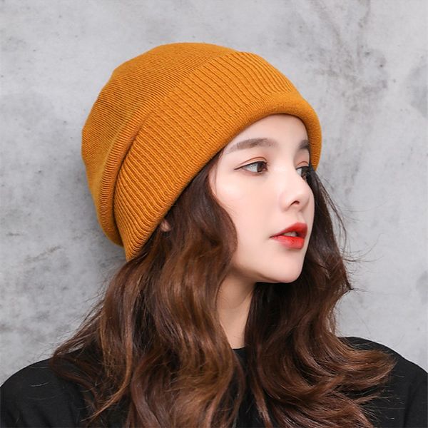 

2020 осень зима женщины hat caps вязаная skully cap вязание шапочки girl моды шерсть смешанное твердая, Blue;gray