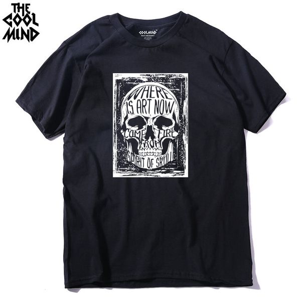 

coolmind sk0217a 100% cotton casual punk men t shirt short sleeve cool skull printed men's t-shirt tee shirts